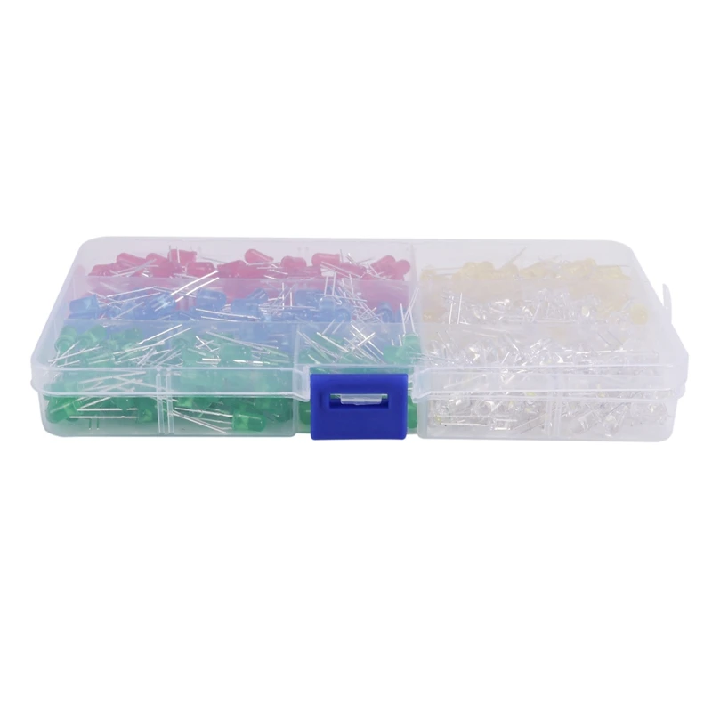 

Practical F5 5Mm LED Light Emitting Diode Boxed Light-Emitting Tube 500Pcs 100Pcs Per Color 5 Colors Total 500PCS