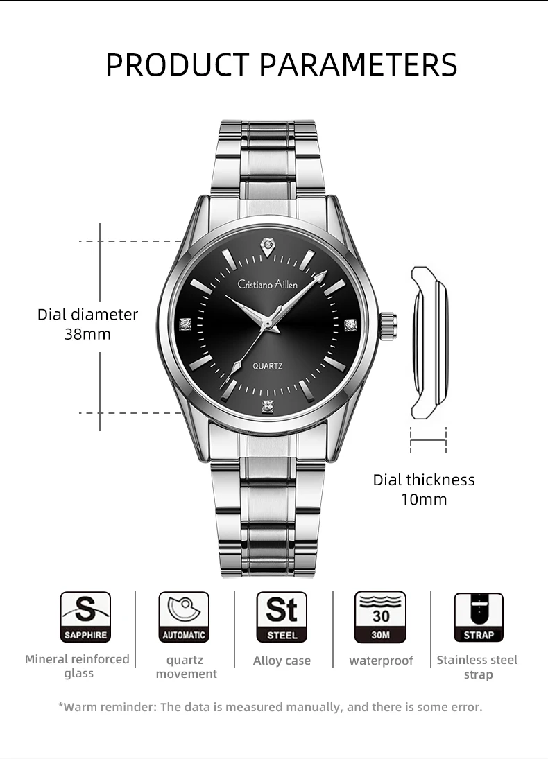 Модные простые мужские часы Роскошные из нержавеющей стали водонепроницаемые