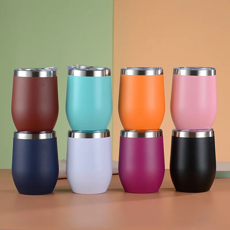 Eggshell Thermal Cup 304 Stainless Stee 12oz Double Vacuum Insulating With Lid U Shaped Drinking Red Wine Egg Cup Water Bottle