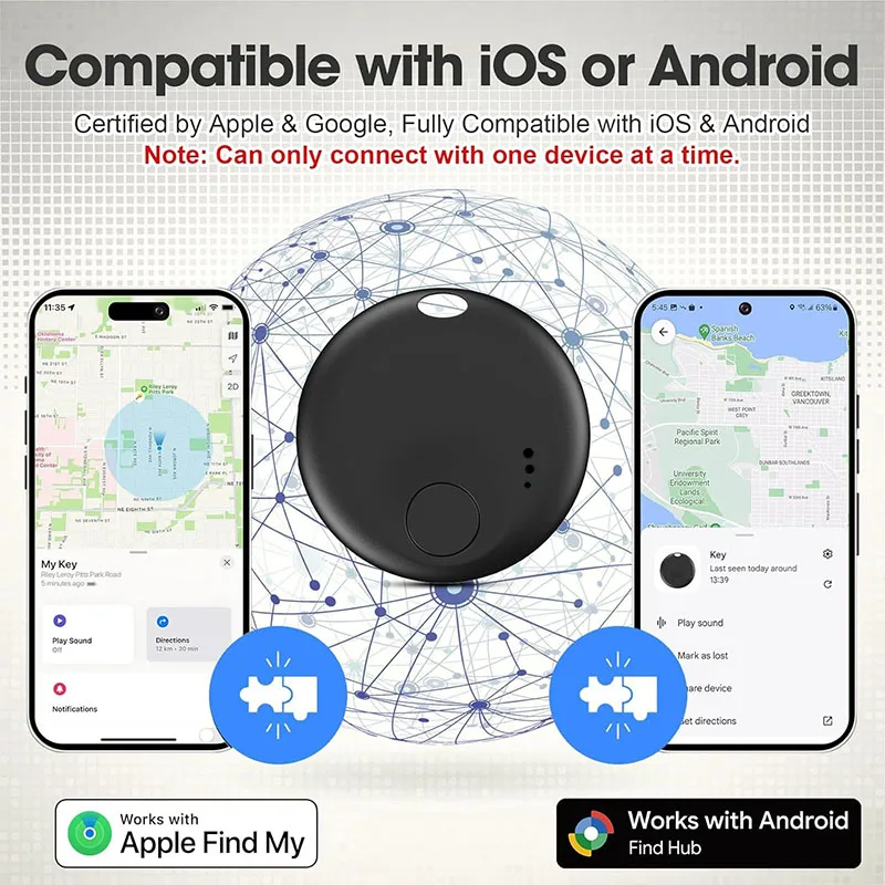Фото Умный трекер Wesolvet N-Tag Dual System - сертифицирован Apple Find My и Google Find Hub (GFN/FMN) для iPhone, Samsung, Xiaomi, OPPO, ключей №3