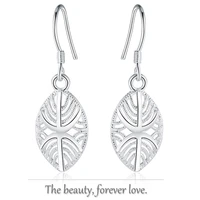 plant leaves shape earrings 925 sterling silver jewelry women lady girls party birthday wedding gift decoration