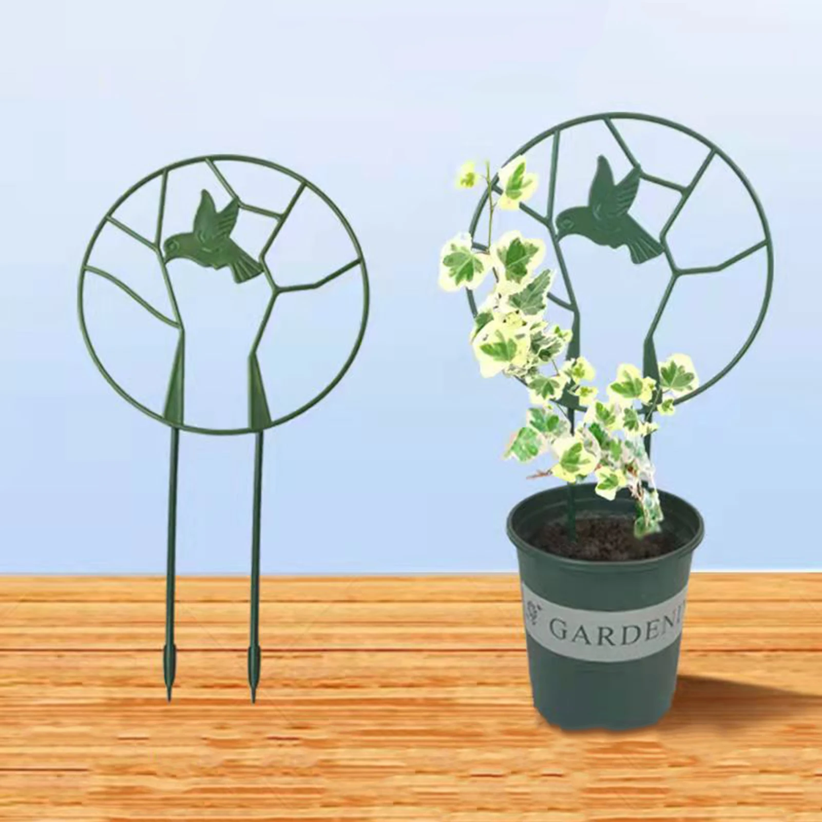 

2Pcs ABS Garden Trellis For Climbing Plants 42.5cm Green Plastics Plant Vine Stems Cages With Rustproof Coating Bird Round