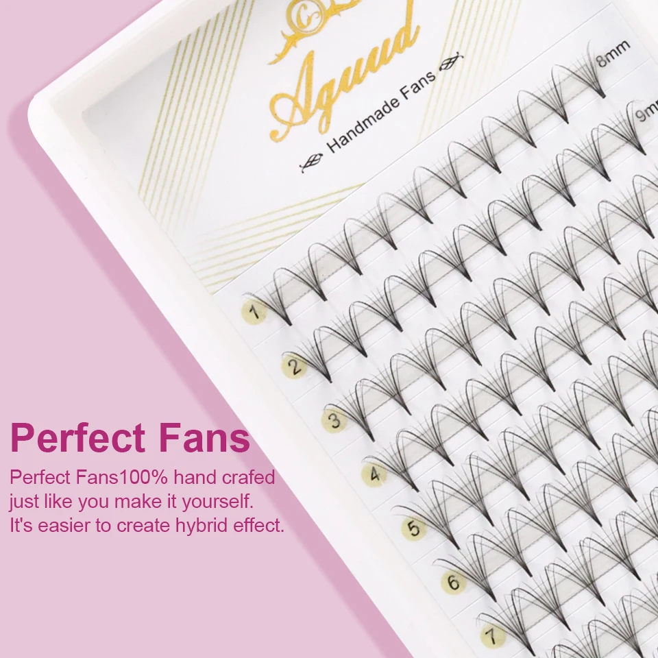 AGUUD V-образное наращивание ресниц 7D готовые тонкие вееры заостренная база