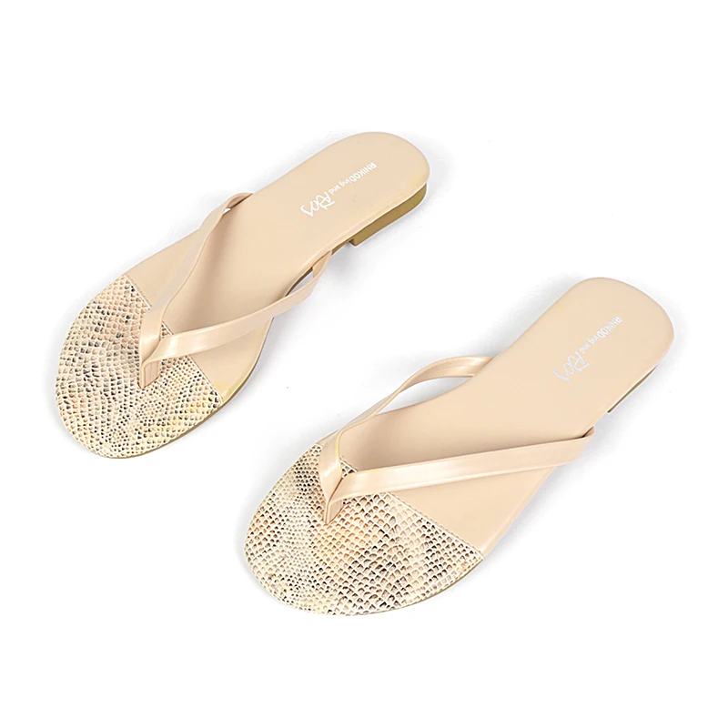 

Slippers Women Summer Flat Shoes Female Snakeskin Pantofle Slides Rubber Flip Flops Soft Beach 2022 Hawaiian Basic Casual Rome P