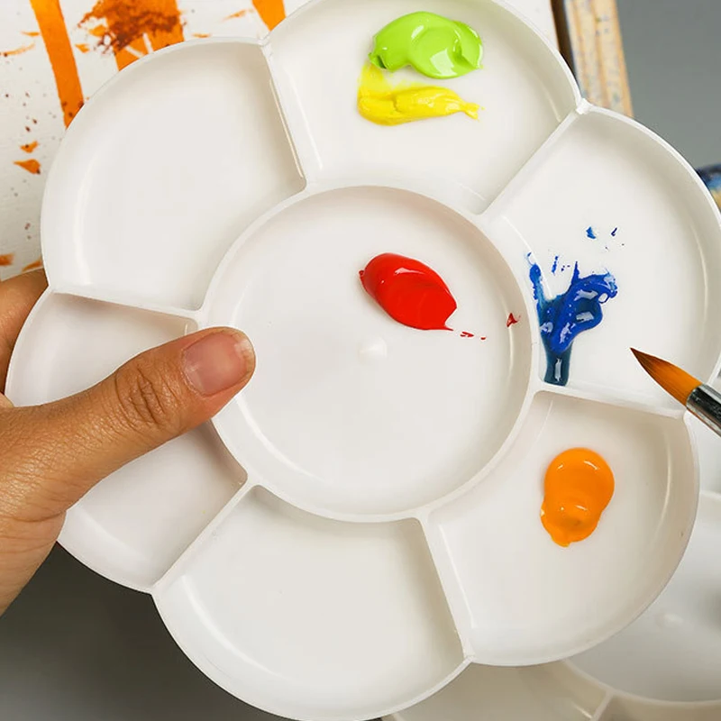 

Round Flower Ceramic Palette Color Mixing Paint Plastic Palette For Watercolor Gouache Plum Pigment Tray Art Painting Supplies