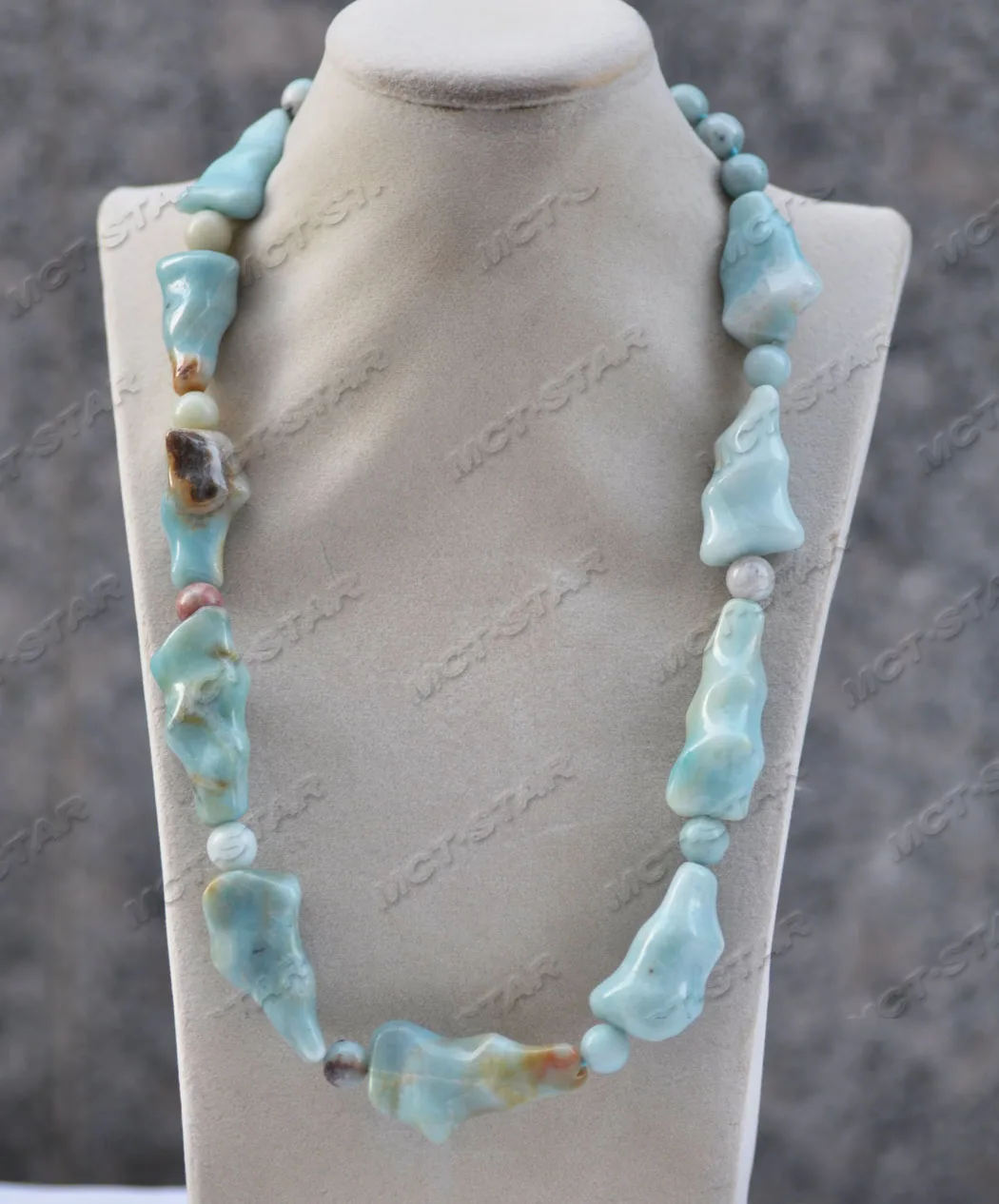 

MCT·STAR Z11734 Smooth 23" 45mm Blue Amazonite Baroque Round Bead Necklace