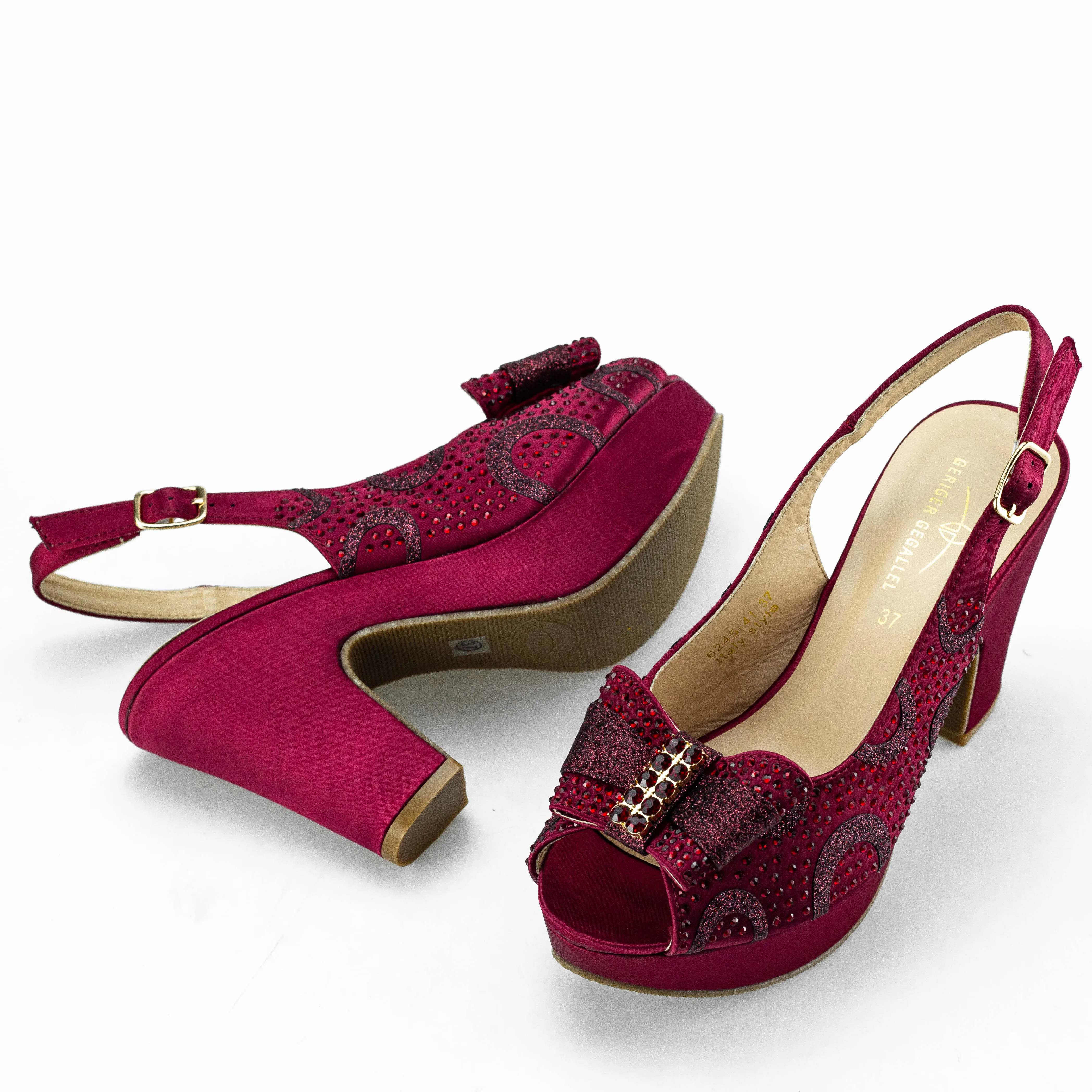 Wine Bowknot Women Sandals for Summer Evening Party Shoes to Match Purse Sexy Pumps Lady Female Chunky High Heels Sandals Woman