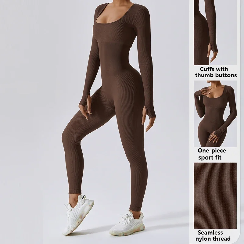 

Бесшовный костюм для йоги, Женское боди, Весенняя Одежда для танцев и фитнеса, тренировочное боди с эффектом пуш-ап, облегающая спортивная одежда с длинными рукавами