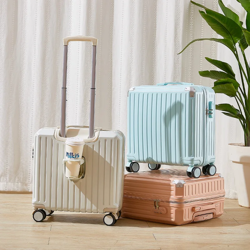 

Чемодан для путешествий, универсальный легкий чемодан на колесиках, 18 дюймов, с паролем, на колесиках