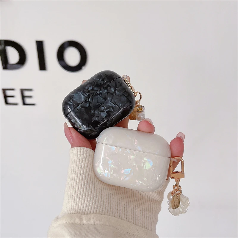 

Чехол для наушников Airpods Pro 2, роскошный цветной защитный чехол с жемчужным кулоном и лазерным рисунком для Airpods 3, 1, 2