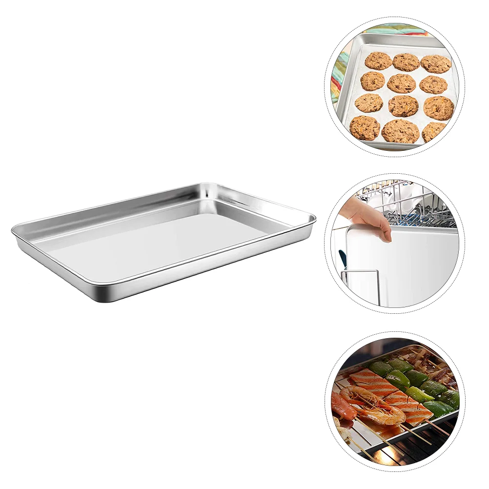 

Baking Sheet Tray Pan Stainless Steel Cookie Oven Plate Pans Cakemetal Toaster Serving Nonstick Non Stick Steaming Pizzabarbecue