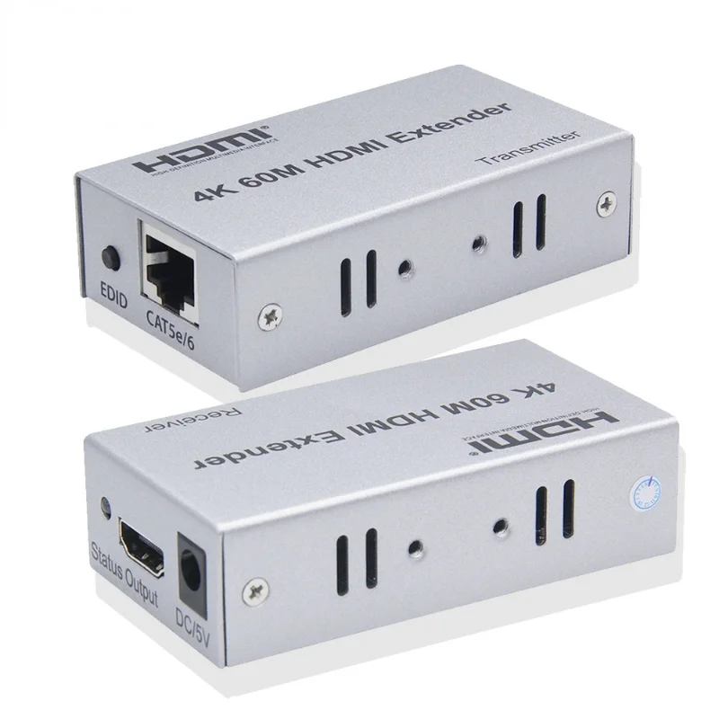 

4K 100M HDMI-compatible Extender Over Cat5e/6 RJ45 LAN Ethernet Cable 1080P Network Extender 60M UTP POE with IR Control&Loop