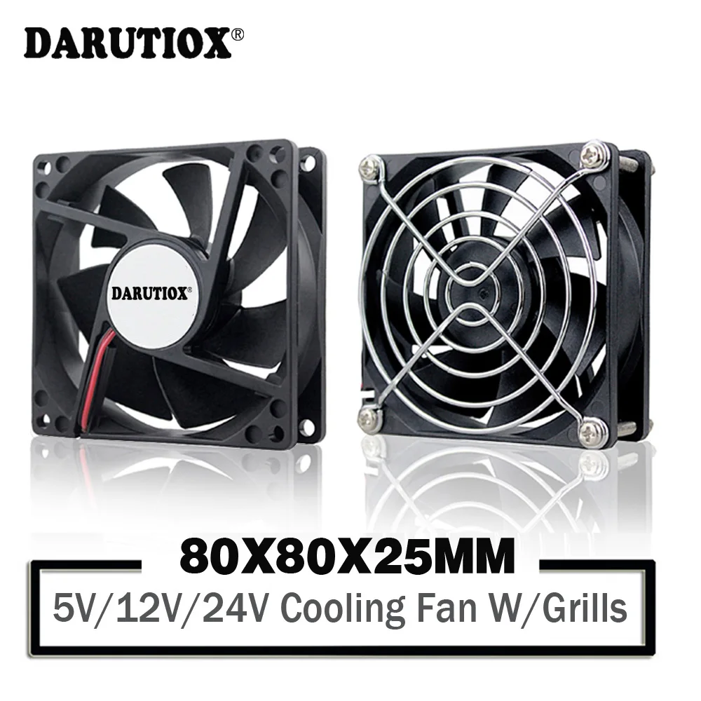 

DC 5V 12V 24V 80mm 8025 Cooling Fan 80x80x25mm Cooler Fans PC Case CPU Brushless Cooler 8cm Sleeve/Dual Ball Bearing Radiator