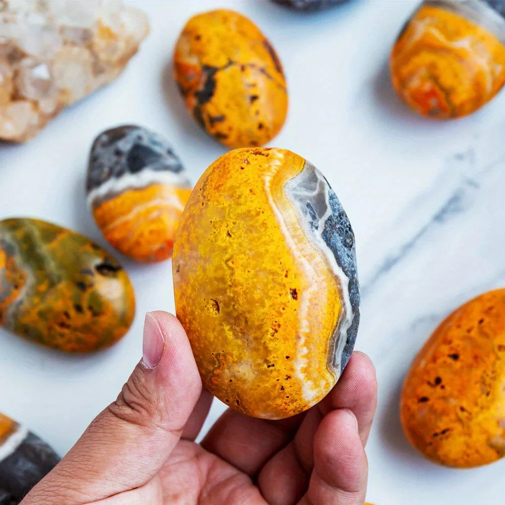 

1Pc 10-60g+ Bumblebee Jasper Palm Stone Natural Crystal for Home & Office Decor, Perfect Gift for Birthdays & Holidays