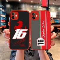 charles leclerc carbon fiber edition transparent light red phone case for iphone 12 11 pro mini max xs x 8 7 plus se 2020 xr