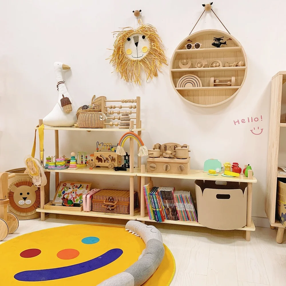 Children's Room Multi-storey DIY Can Be Combined Shelf Display Study Books Arrangement Shelves Board Wood Nordic Korean Style enlarge
