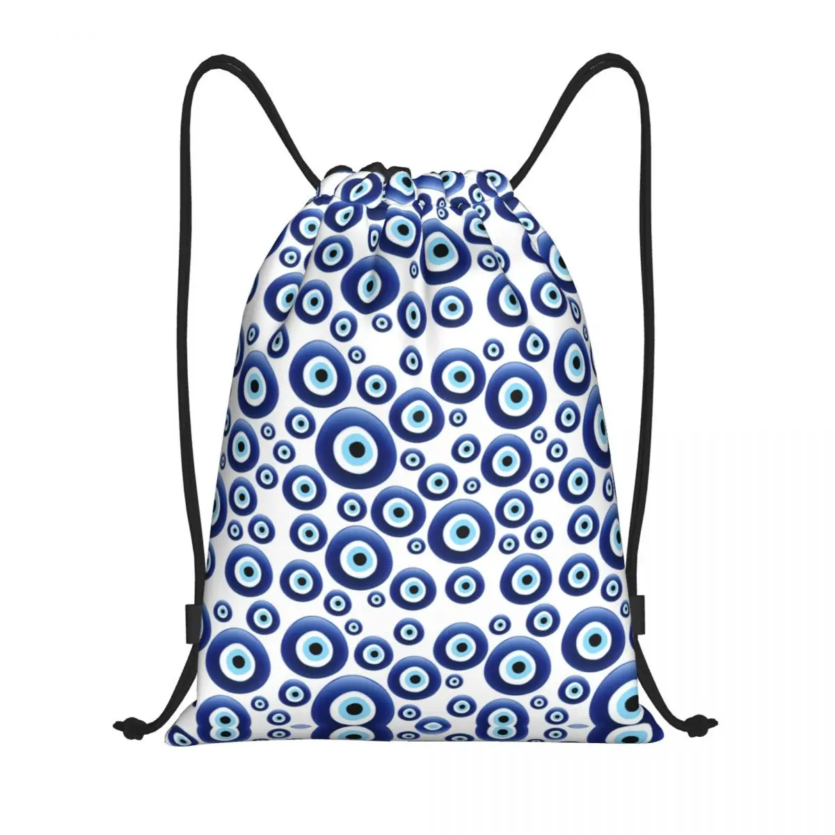

Mediterranean Evil Eye Protection Drawstring Bags Women Men Lightweight Lucky Charm Amulet Hamsa Sports Gym Storage Backpack