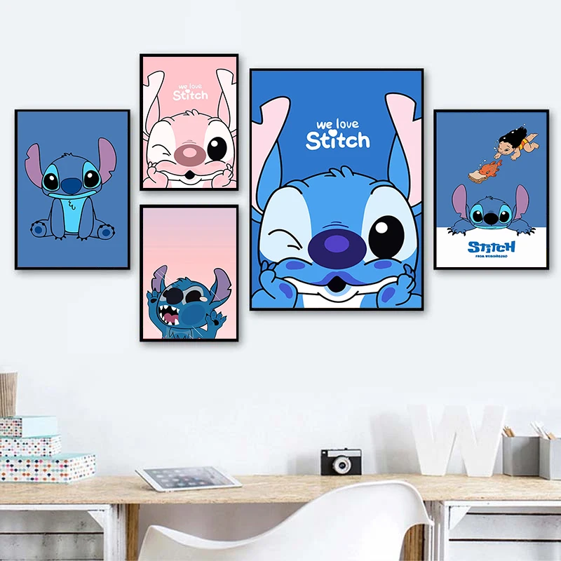 

Canvas Paintings Stitch Decorative Posters and Interstellar Disneys Cartoon Baby Prints Wall Art Pictures for Living Home Decor