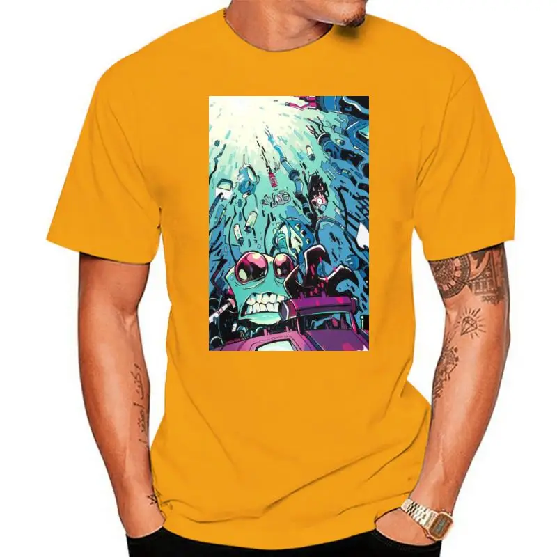 

Blue T shirt Invader Zim Drawing Out Men's Short Sleeve T-shirt Overside Tee shirt 100 Cotton print tshirt