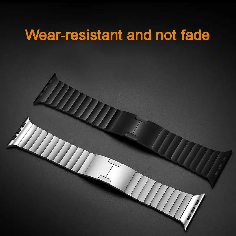 Solid Silver/ Solid Black Color Strap for Apple Watch 7 45mm 49mm Stainless Steel Smart Watch Wristband For iwatch 8 6 5 4 3 2 1