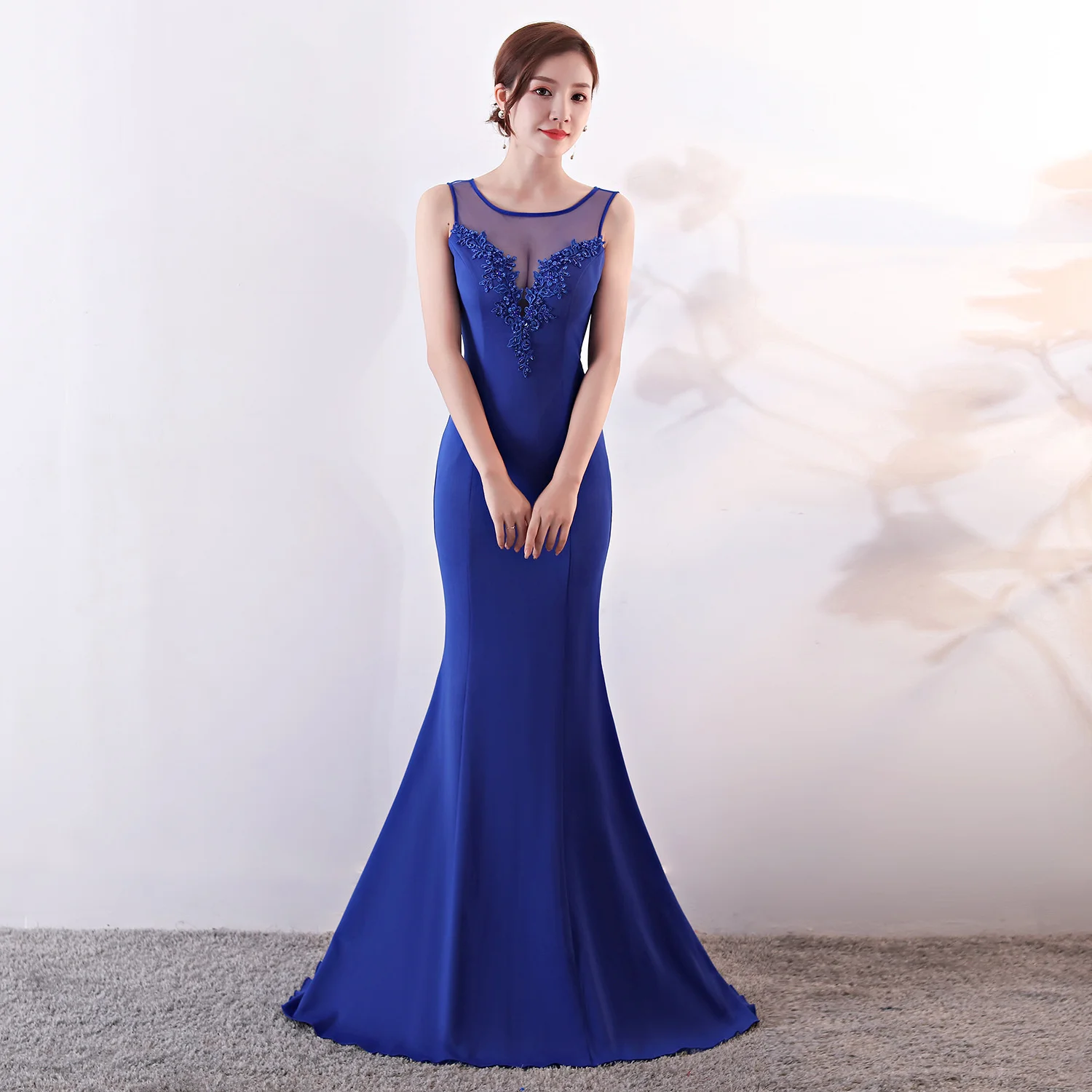 

1005# elegant women's dress new Korean sexy fishtail skirt long banquet red evening dress party