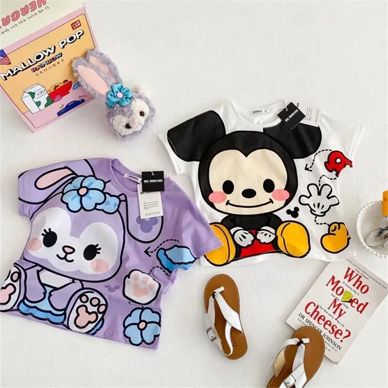 

Disney New girls StellaLou Cartoon Anime Cotton Mickey Short Sleeve T-Shirt Clothing