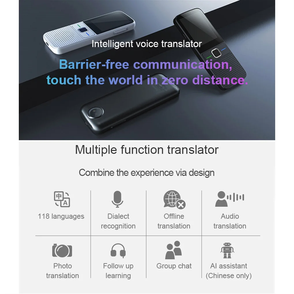

Language Translator Rechargeable Interpreter Device Adults Seniors Black