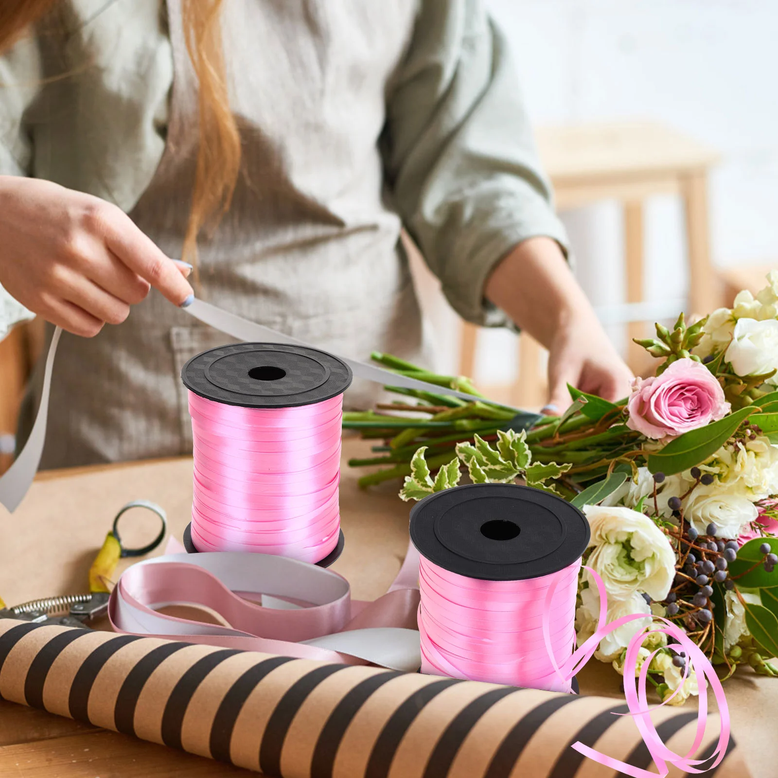 

2 Rolls Decorative Wedding Birthday Craft Gift Ribbon Bouquet Ribbon Gift Decoration Wrapping Ribbon Cake Box Ribbon