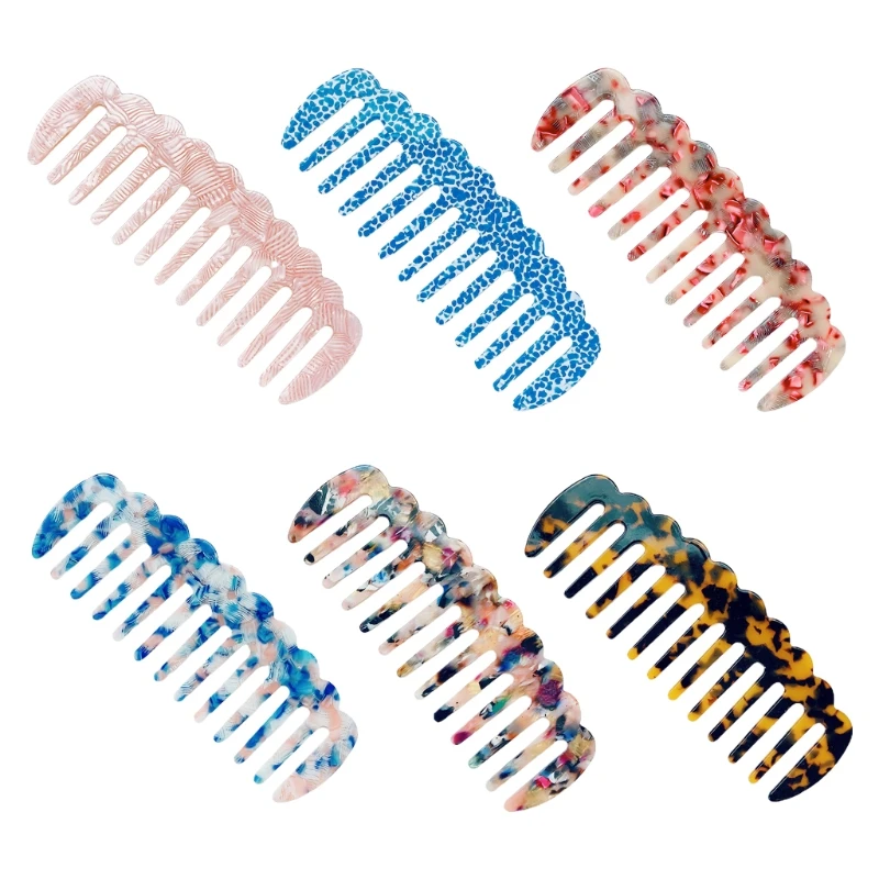 

Acetate Wavy Anti-Static Massage Hair Comb Marble Stone Print Large Hairbrush