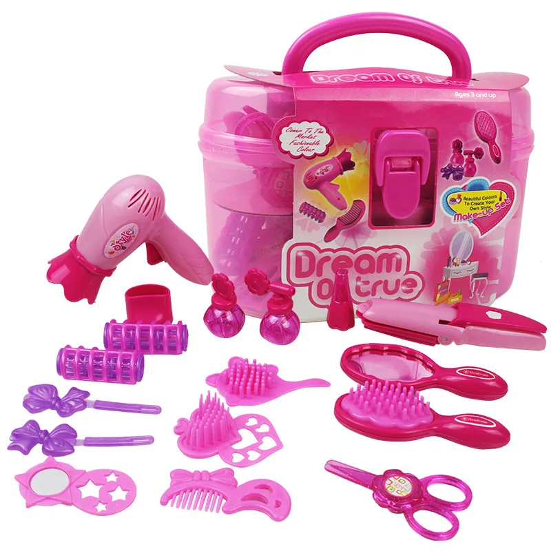 

Girls Beauty Salon Set Pretend Play Stylist Hair Cutting Kit Hairdresser Toys with Hair Dryer, Scissors, Barber Apron Styling