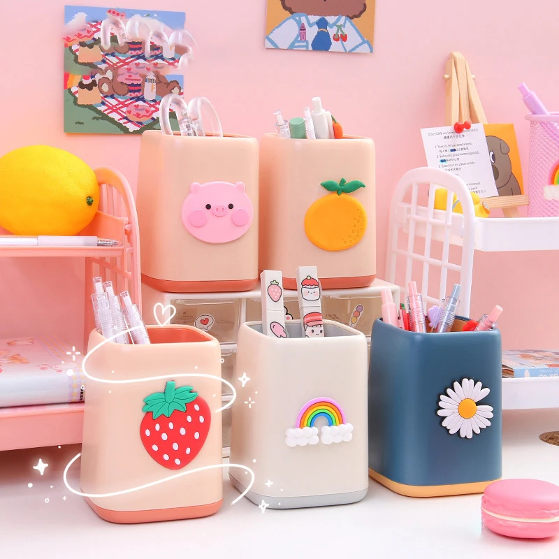 

Animal Print Pencil Holder Box Stationery Storage Container Cosmetics Desktop Cute Organizer Box School Supplies Pen Container