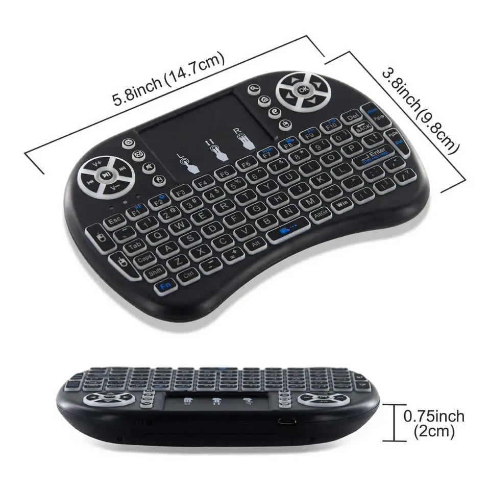 I8 Mini Keyboard 2.4G Wireless English Russian Lithium Backlit Bluetooth Keyboard Air Mouse Remote Touchpad For Smart TV Box PC images - 6