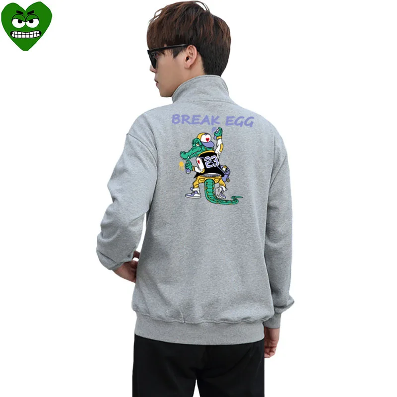 Мужская хлопковая куртка Break Egg Повседневная осенняя с вышивкой в виде сердечек