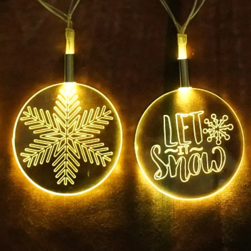 

Christmas LED lamp String Holiday Party Atmosphere round shape snowflake Decorative 2 meters 10 lights