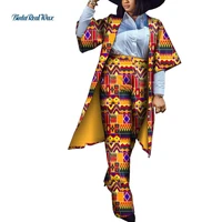 african women clothes africa print trentch coat and pants sets high waist pant for women party bazin riche toppant sets wy9465