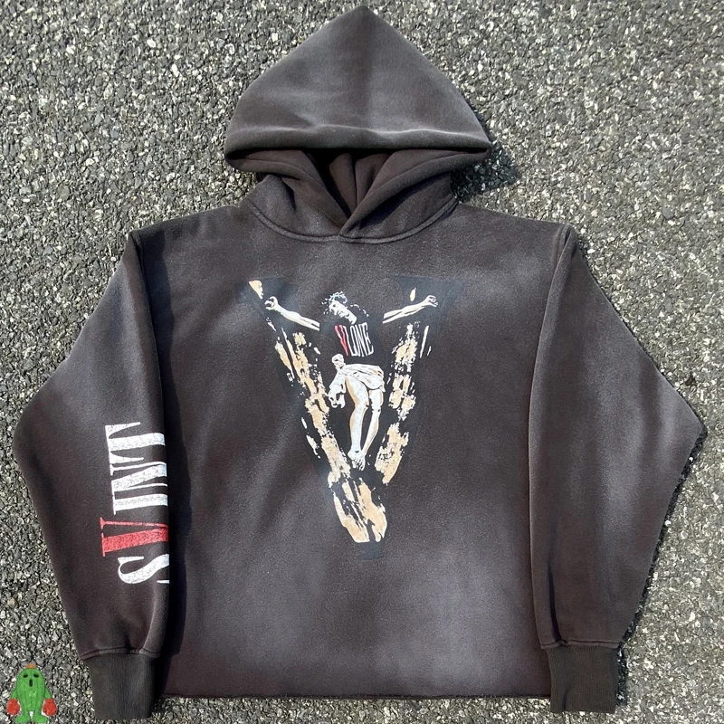 

Свитшот с капюшоном Saint Michael для мужчин и женщин, американский винтажный пуловер Wash Do Old с большим V-образным вырезом и буквенным принтом, худи SAINT