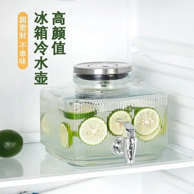 Стеклянный чайник для холодной воды с краном ведро фруктов холодильник холодные