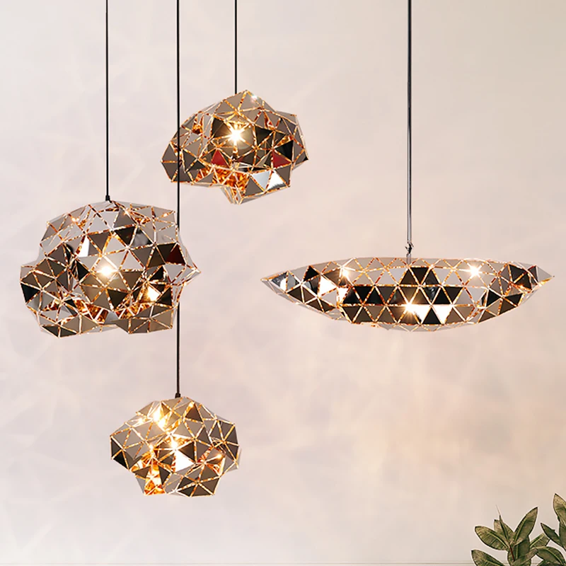 

GPD chrome chandelier pendant light led decorative lamp bedside creative personality bar table art designer indoor lighting