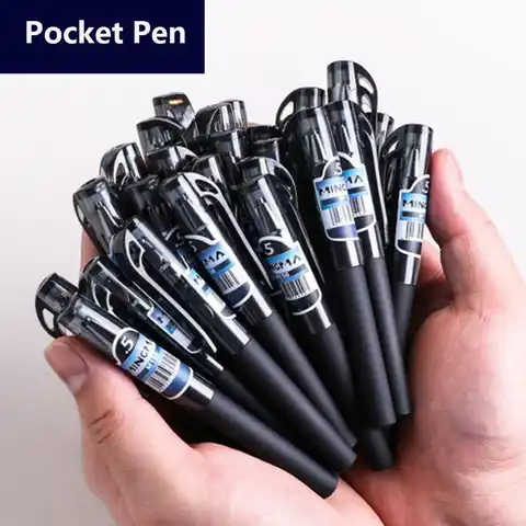 5 шт. карманная ручка, короткая Портативная Черная мини-ручка 0,5, Студенческая мини-ручка, ультрапортативная гелевая ручка, школьные канцеля...