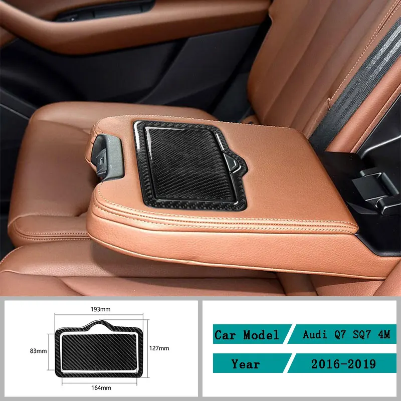 

Carbon Fiber Car Accessories Interior Back Row Water Cup Holder Panel Decals Cover Trim Stickers For Audi Q7 SQ7 4M 2016-2019