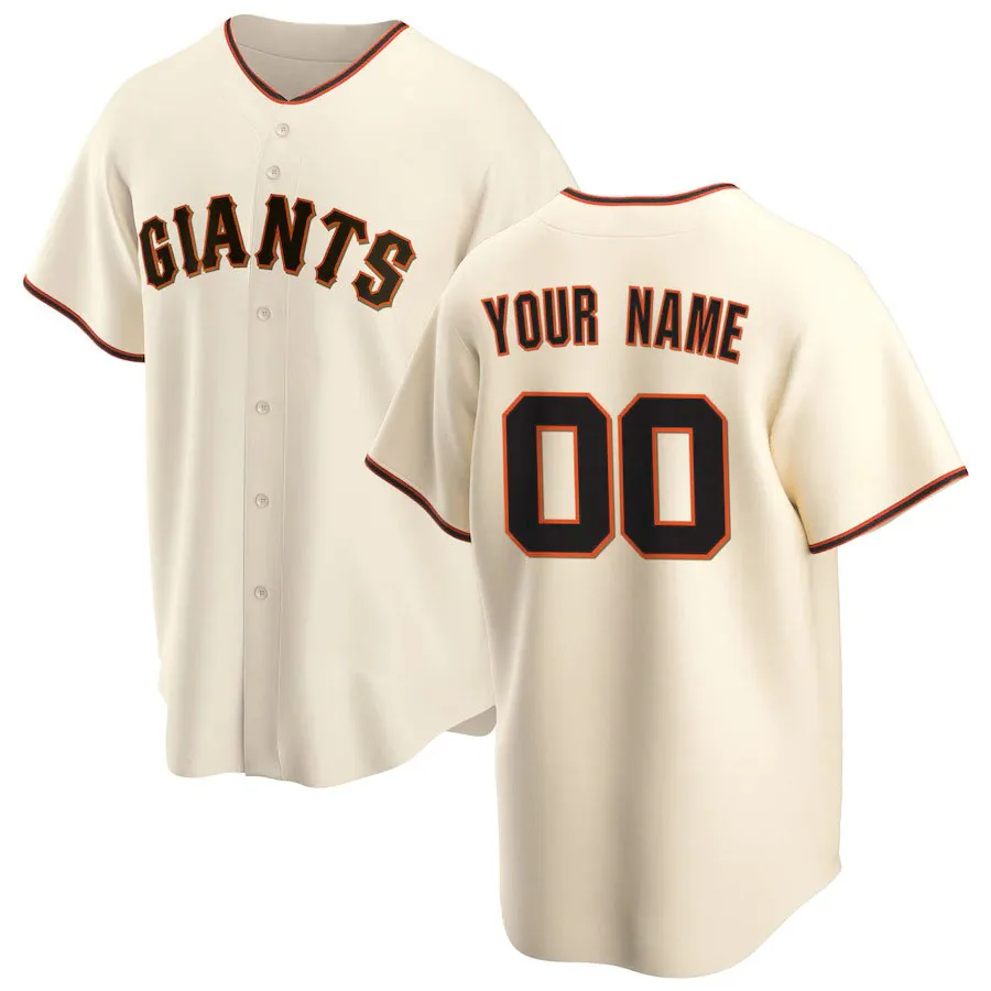 

Men's Custom Baseball Jersey San Francisco Giants Cream Home Replica Short Sleeve T shirt Tops Men's Clothing XS-4XL 2022 New