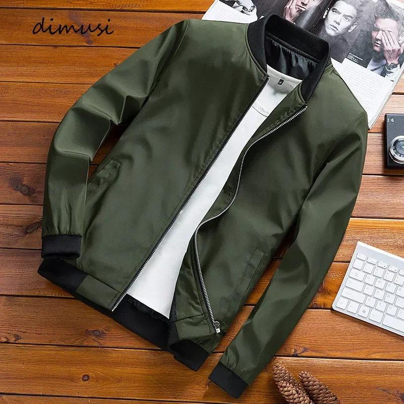 

DIMUSI Spring Men's Bomber Jackets Male Outwear Slim Fit Solid Color Coats Fashion Man Streetwear Baseball Jackets Clothing