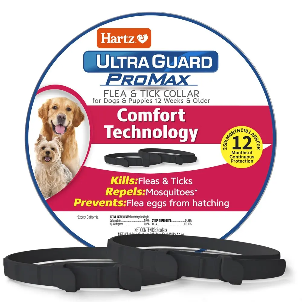 

UltraGuard ProMax Flea And Tick Collar for Dogs And Puppies With Comfort Technology, Black, 2 Pack