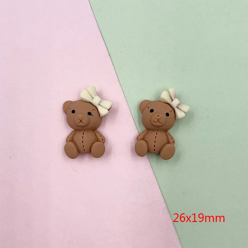 10Pcs/lot Cute Resins Mini Cartoon Little Bear Rabbit Flat back Resin Cabochon Scrapbook Kawaii DIY Embellishments Accessories images - 6