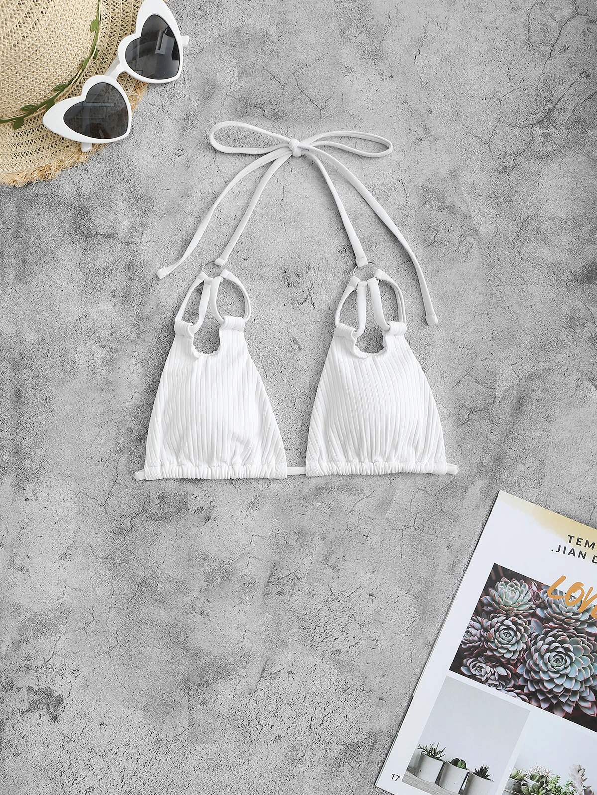 ZAFUL Ribbed Strappy Bikini Top