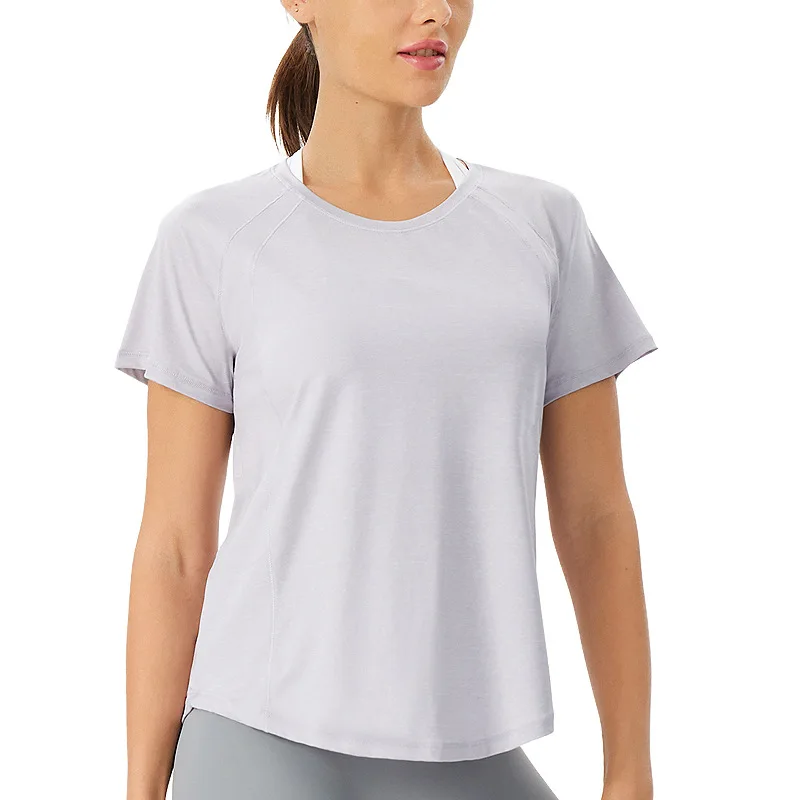 Luluwomen Sport Shirts Gym Mesh Top Breathable Quick Dry Loose Workout Short Sleeve T-shirts Fitness Solid Blouse Sportwear