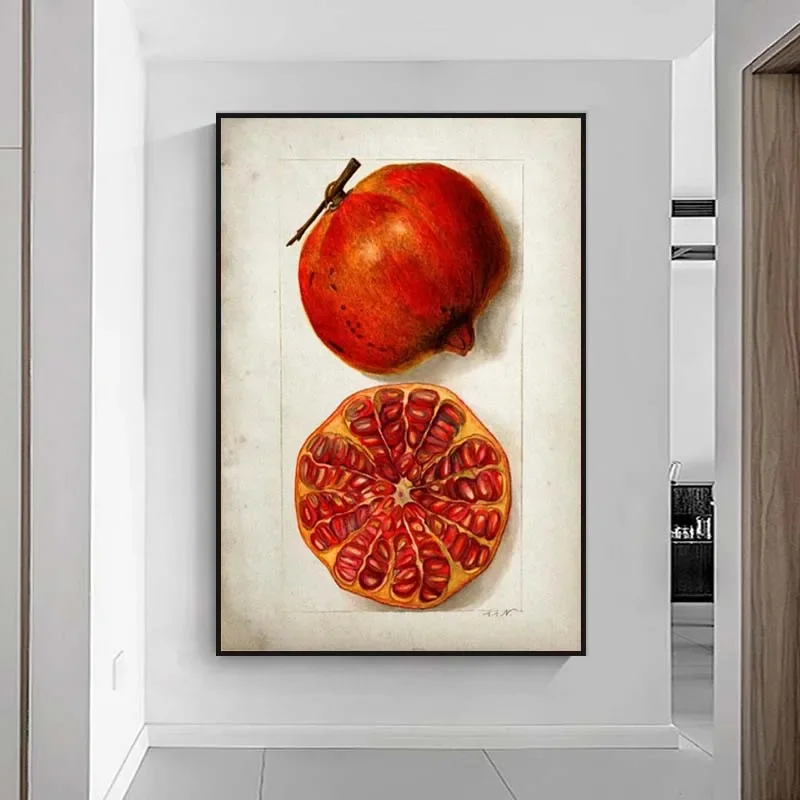 Настенная картина с фруктами ВИНТАЖНЫЙ ПЛАКАТ печать на кухонном холсте груша