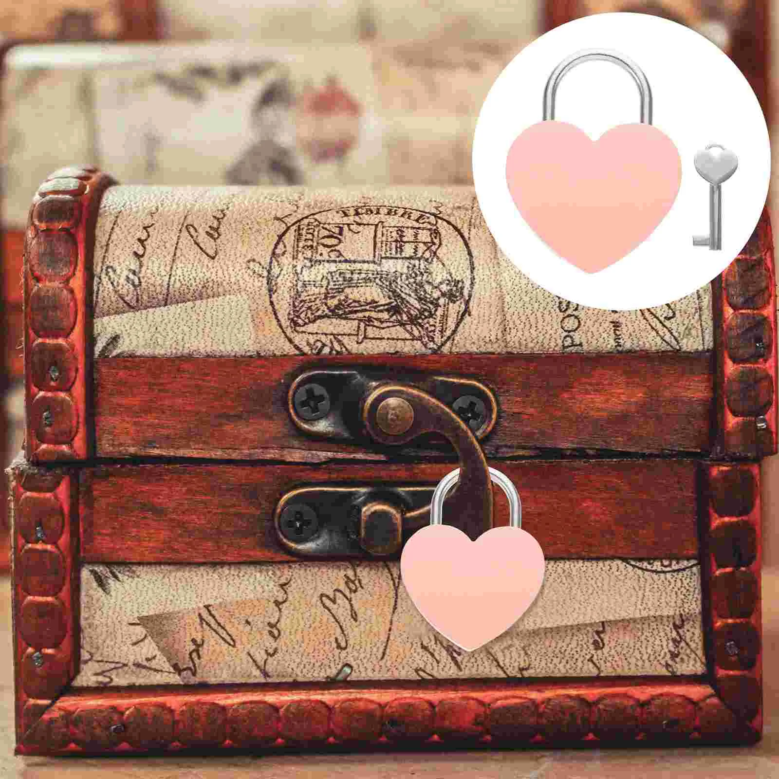 

Small Storage Cabinet Heart Lock Suitcase Locks Jewelry Box Metal Backpack Zinc Alloy Locker Padlocks Keys