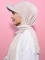 musilm women chiffon hijab with base ball cap summer sports cap with chiffon hijabs ready to wear instant chiffon sport hijabs