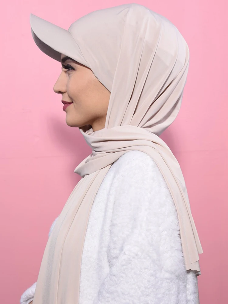 Женский шифоновый хиджаб Musilm с базовой шапочкой Летняя Спортивная Кепка